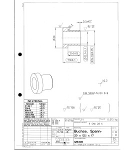 126306 Top Hat Bushing  20 X12,1X 17  VZ  (F.2K) BUND: 5 MM